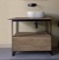 Console Sink Vanity With Ceramic Vessel Sink and Natural Brown Oak Drawer, 35